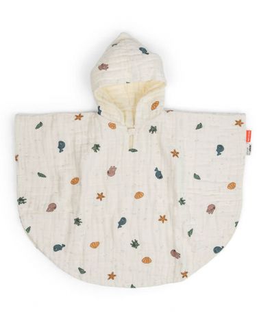 Bath poncho GOTS Sea friends Beige
